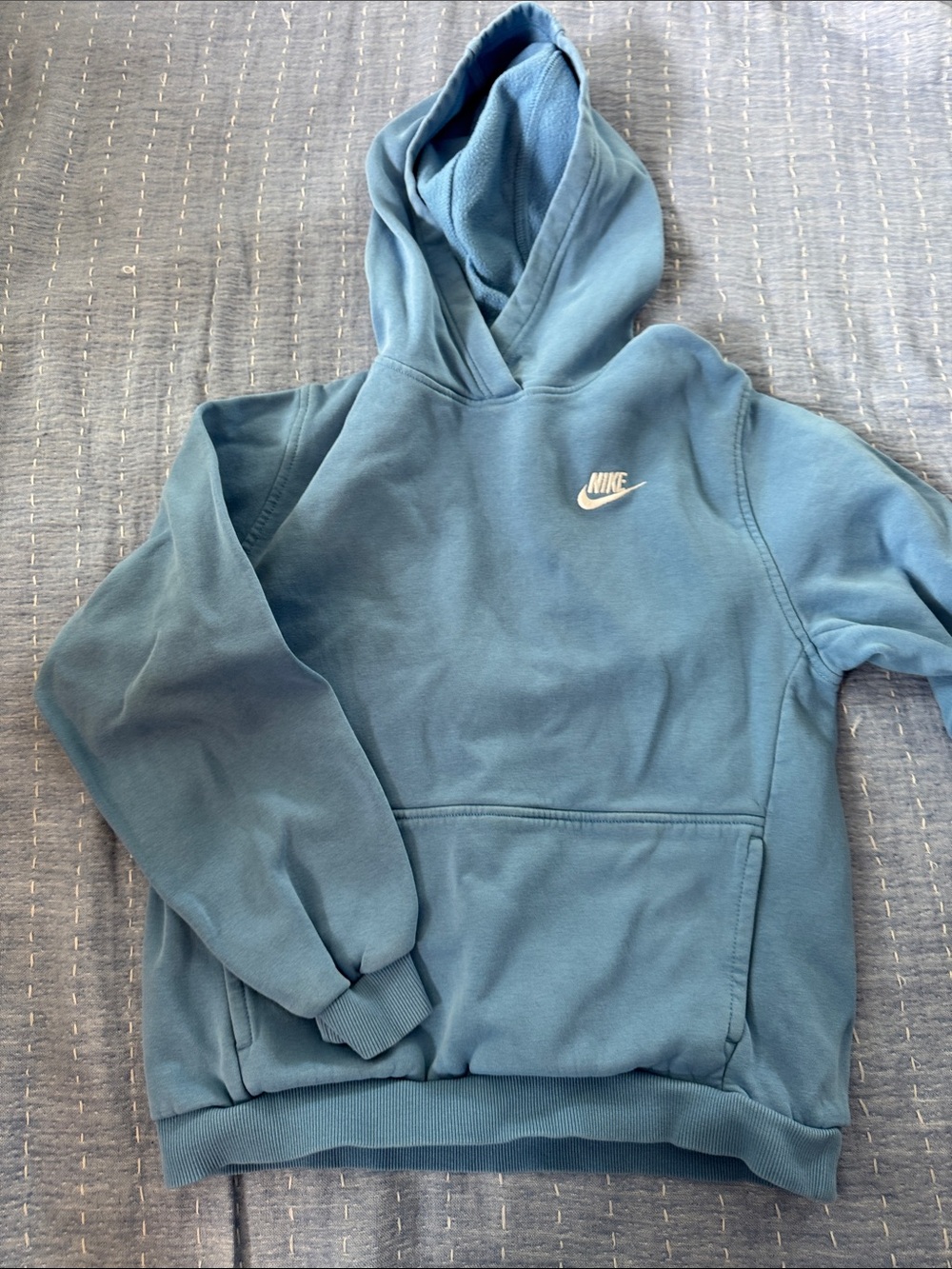 Nike Light Blue Crewneck Hoodie with White Logo Kids XL